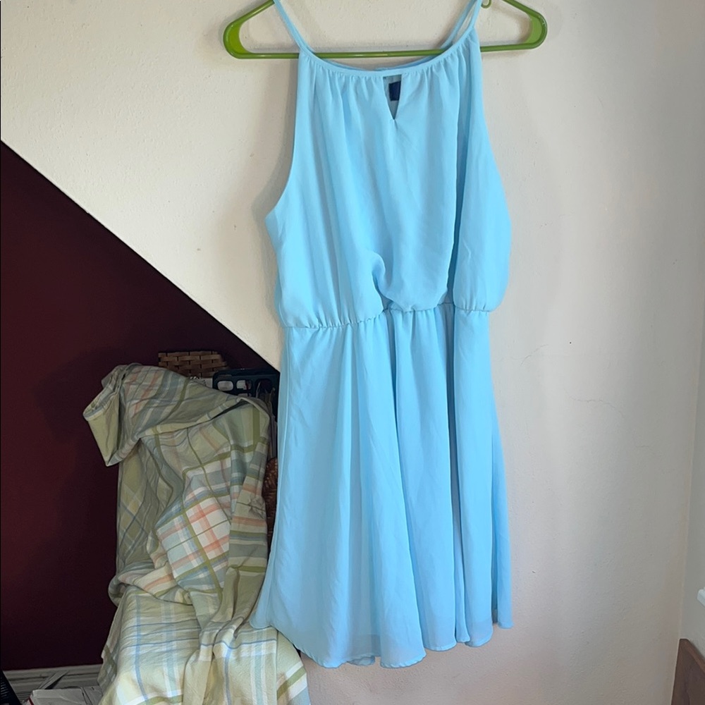 Blue Rain Sky Blue Mini Skate Dress